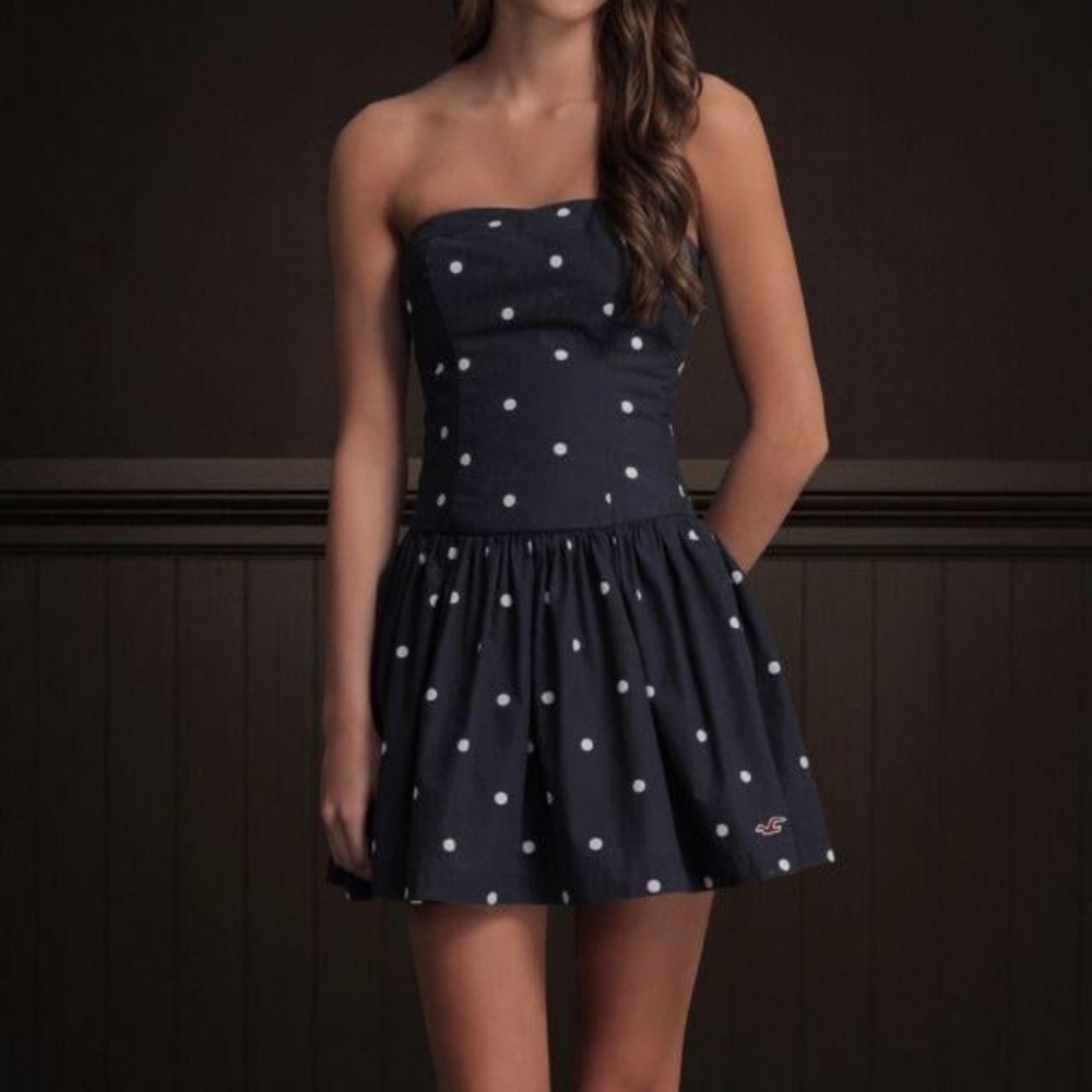 Hollister Blue Polka Dot Dress Size L